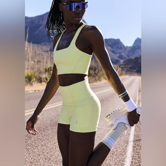 FP Movement Never Better Running Biker Shorts W Pockets NWT Sour Citrus Neon - Picture 1 of 5